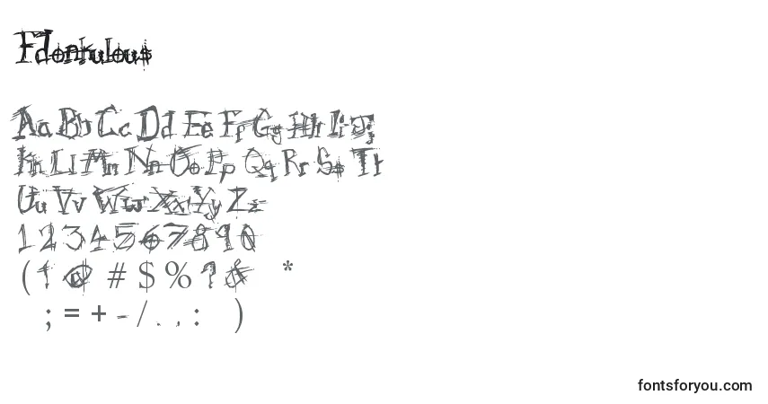 Czcionka Fdonkulous – alfabet, cyfry, specjalne znaki