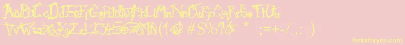 Fdonkulous-Schriftart – Gelbe Schriften auf rosa Hintergrund