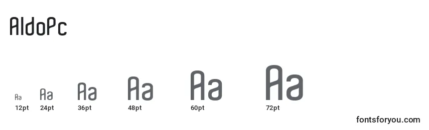 Размеры шрифта AldoPc