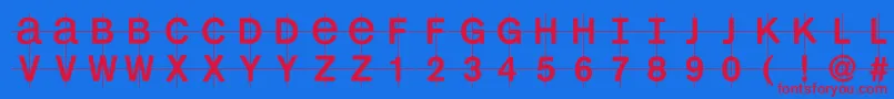 Kl1monocaseKrux Font – Red Fonts on Blue Background