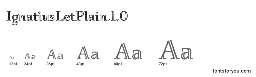 IgnatiusLetPlain.1.0 Font Sizes