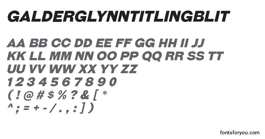 Шрифт GalderglynnTitlingBlIt – алфавит, цифры, специальные символы