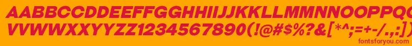 GalderglynnTitlingBlIt-Schriftart – Rote Schriften auf orangefarbenem Hintergrund