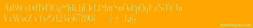 LousianeLight-fontti – vihreät fontit oranssilla taustalla