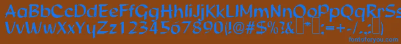 フォントS850ScriptRegular – 茶色の背景に青い文字