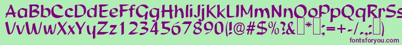 S850ScriptRegular Font – Purple Fonts on Green Background
