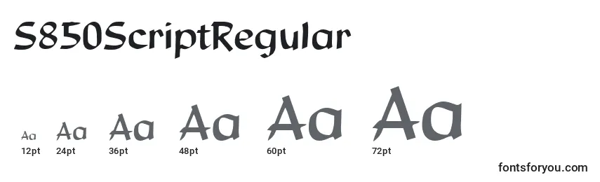 S850ScriptRegular Font Sizes