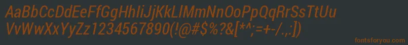 フォントRobotocondensed Italic – 黒い背景に茶色のフォント