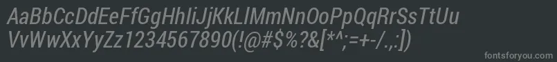 Fonte Robotocondensed Italic – fontes cinzas em um fundo preto