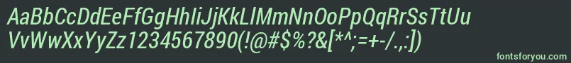 Fonte Robotocondensed Italic – fontes verdes em um fundo preto