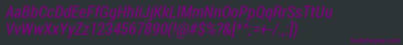 フォントRobotocondensed Italic – 黒い背景に紫のフォント