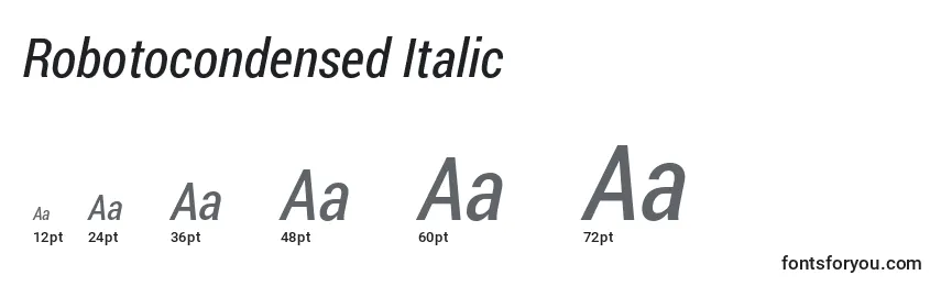 Tamanhos de fonte Robotocondensed Italic