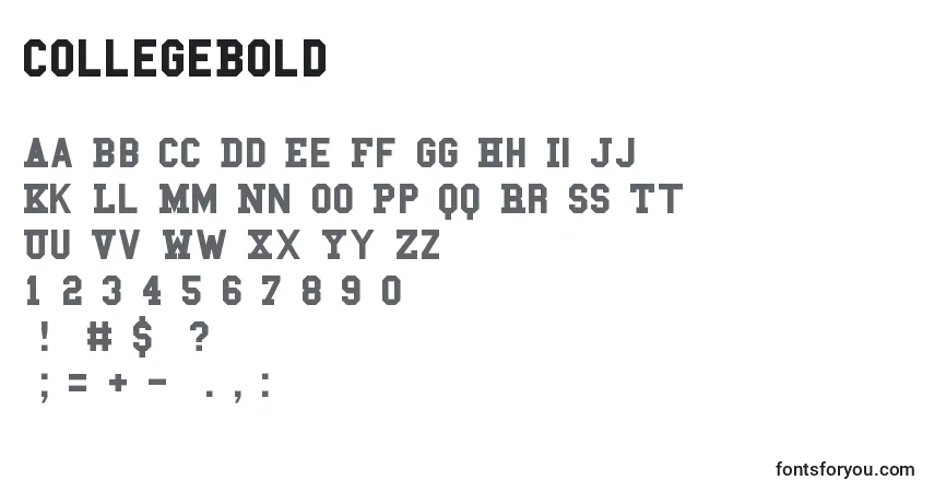 Шрифт CollegeBold – алфавит, цифры, специальные символы