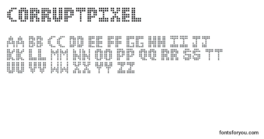 Czcionka CorruptPixel1 – alfabet, cyfry, specjalne znaki