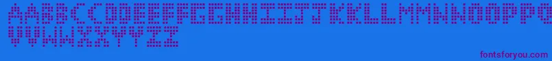 CorruptPixel1-Schriftart – Violette Schriften auf blauem Hintergrund