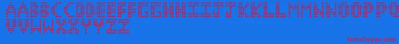 CorruptPixel1-Schriftart – Rote Schriften auf blauem Hintergrund