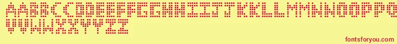 CorruptPixel1-Schriftart – Rote Schriften auf gelbem Hintergrund