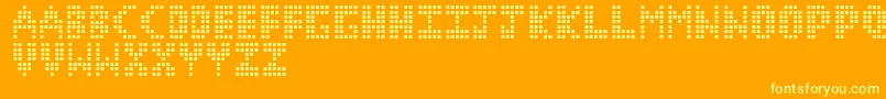 CorruptPixel1-Schriftart – Gelbe Schriften auf orangefarbenem Hintergrund