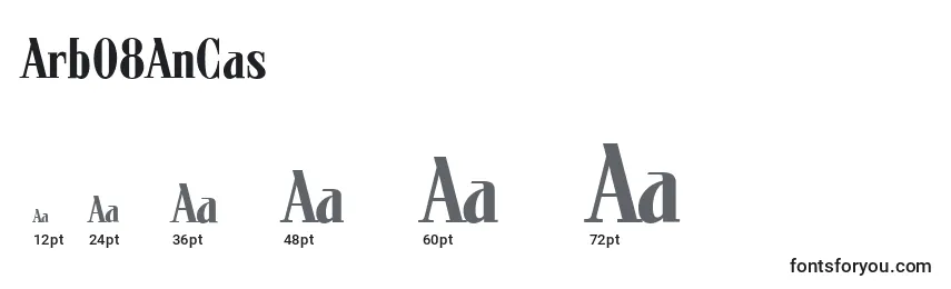 Arb08AnCas (65027) Font Sizes