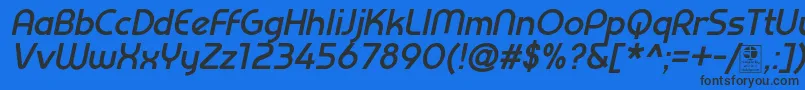 PrestijBoldItalicDemo Font – Black Fonts on Blue Background