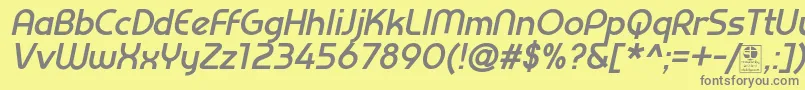 PrestijBoldItalicDemo Font – Gray Fonts on Yellow Background