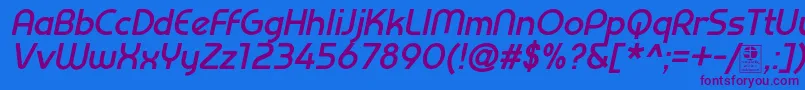 PrestijBoldItalicDemo Font – Purple Fonts on Blue Background