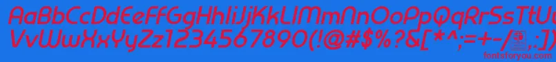 PrestijBoldItalicDemo Font – Red Fonts on Blue Background