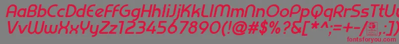 PrestijBoldItalicDemo Font – Red Fonts on Gray Background