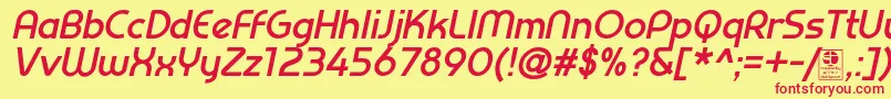 PrestijBoldItalicDemo Font – Red Fonts on Yellow Background