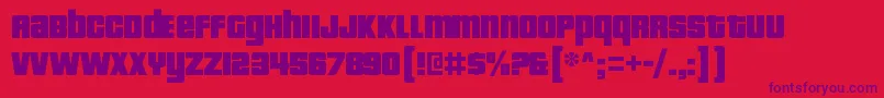 Czcionka PricedownblRegular – fioletowe czcionki na czerwonym tle