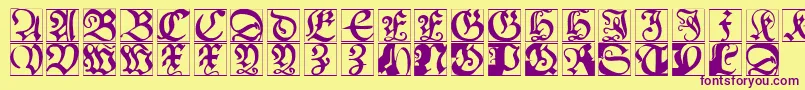 Schoenspergercaps Font – Purple Fonts on Yellow Background