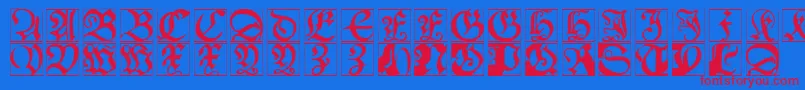 Schoenspergercaps Font – Red Fonts on Blue Background