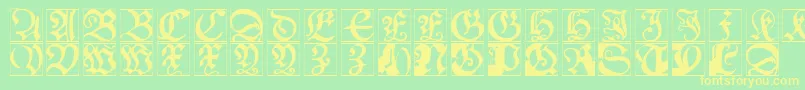 Schoenspergercaps Font – Yellow Fonts on Green Background