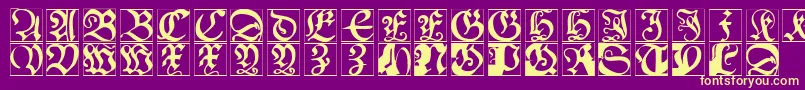 Schoenspergercaps Font – Yellow Fonts on Purple Background