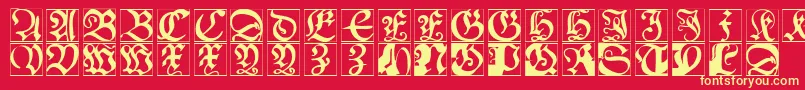 Schoenspergercaps Font – Yellow Fonts on Red Background