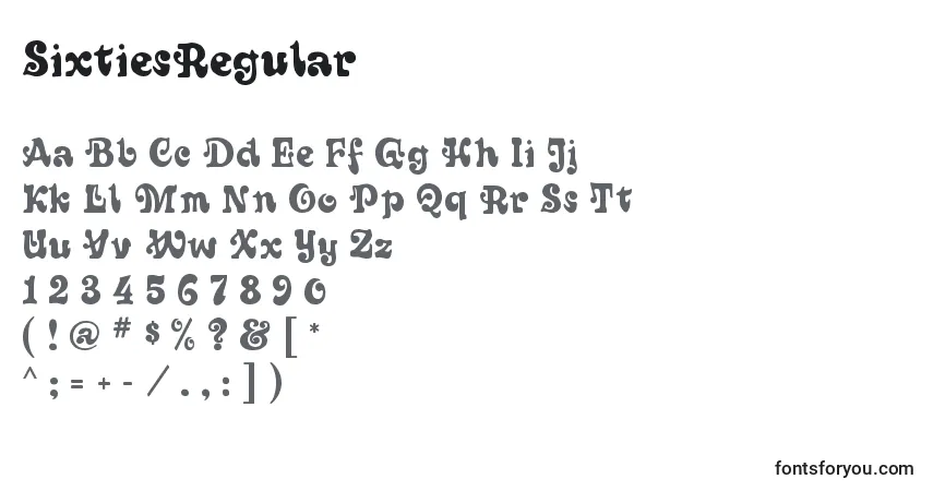 Fuente SixtiesRegular - alfabeto, números, caracteres especiales