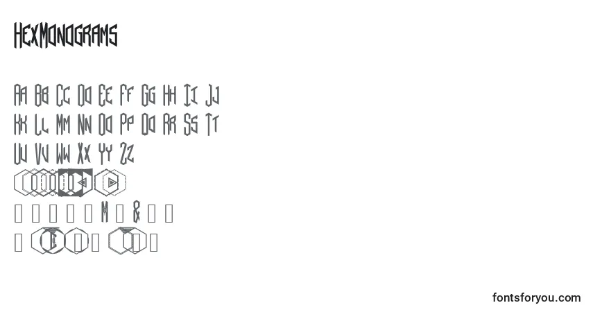 Schriftart HexMonograms – Alphabet, Zahlen, spezielle Symbole
