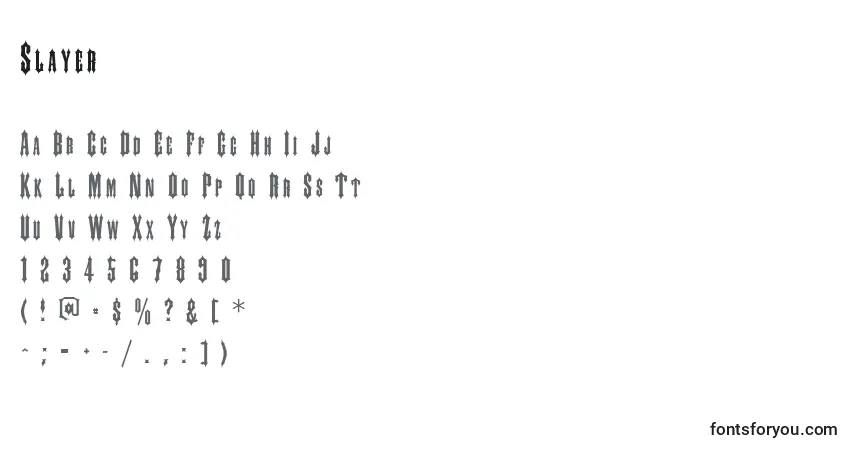 Czcionka Slayer – alfabet, cyfry, specjalne znaki