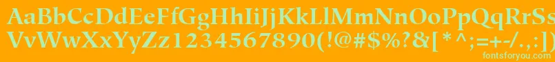 HiroshigeLtBold-fontti – vihreät fontit oranssilla taustalla
