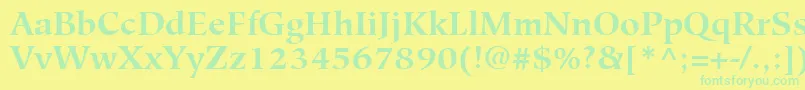 HiroshigeLtBold-fontti – vihreät fontit keltaisella taustalla