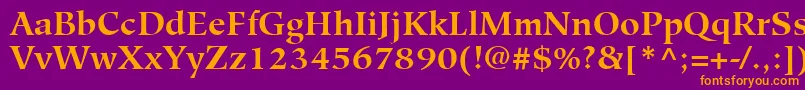 HiroshigeLtBold-fontti – oranssit fontit violetilla taustalla