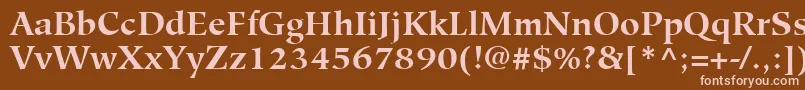 HiroshigeLtBold-fontti – vaaleanpunaiset fontit ruskealla taustalla