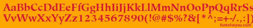 HiroshigeLtBold-fontti – punaiset fontit oranssilla taustalla