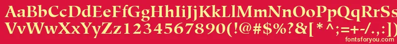 HiroshigeLtBold-fontti – keltaiset fontit punaisella taustalla