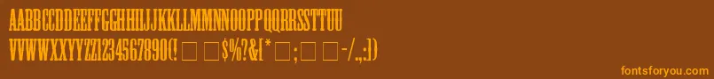 フォントPlugSsi – オレンジ色の文字が茶色の背景にあります。
