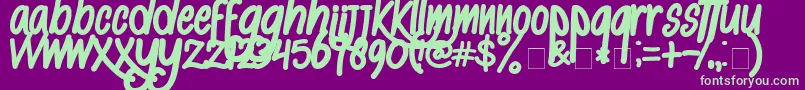 AlKisah-fontti – vihreät fontit violetilla taustalla