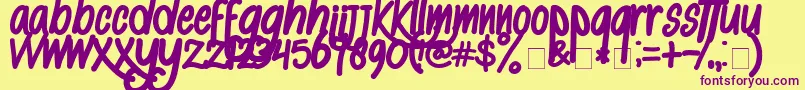 AlKisah-Schriftart – Violette Schriften auf gelbem Hintergrund