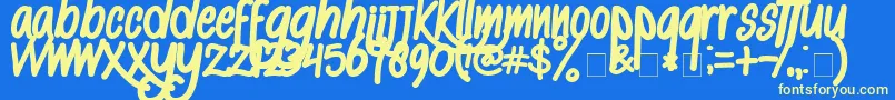 AlKisah-fontti – keltaiset fontit sinisellä taustalla