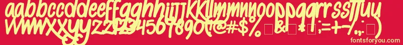 AlKisah-fontti – keltaiset fontit punaisella taustalla