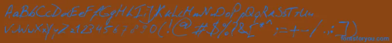 PhontphreaksHandwriting Font – Blue Fonts on Brown Background